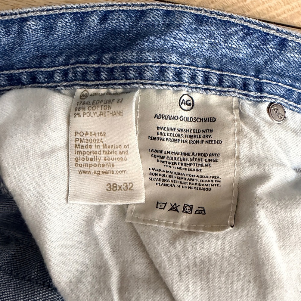 AG Adriano Goldschmied Everett Slim Straight Jeans Mens 38x32 Blue Medium Wash - Picture 5 of 7